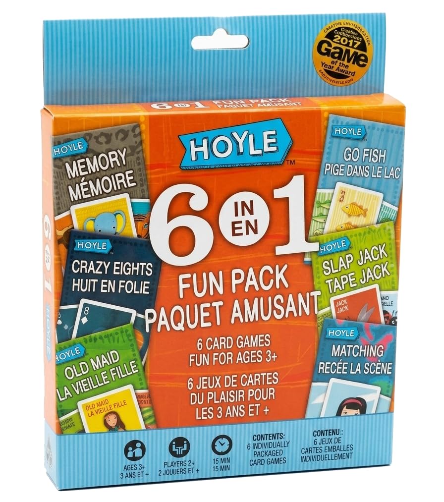 Hoyle Card Games for Kids 6 in 1 Fun Pack – Memory, Crazy Eights